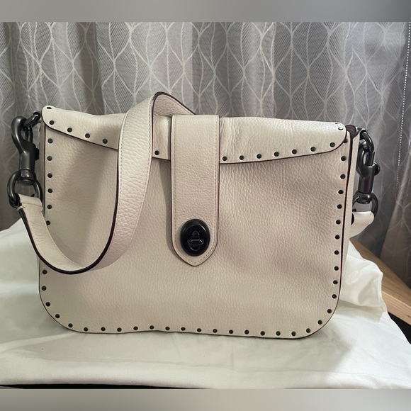 Coach Page 27 with Rivets Chalk And White Pebbled Leather Shoulder Bag - Picture 1 of 10